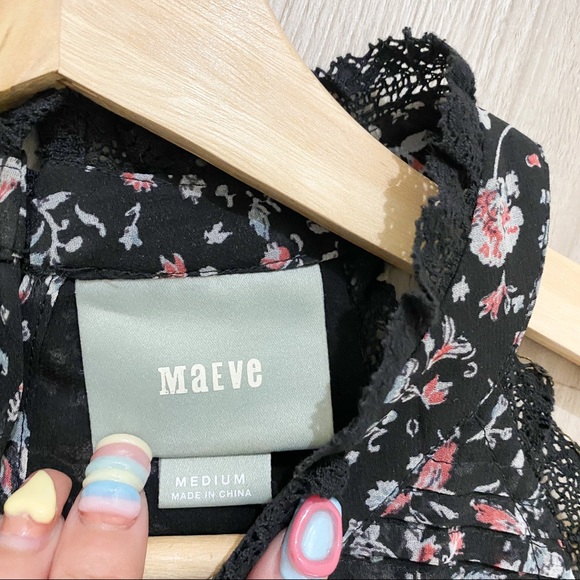 Anthropologie Women's Lace Ruffle High Neck Sleeveless Pink Floral Blouse - Picture 3 of 5